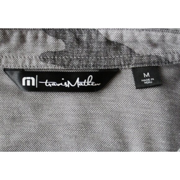 TRAVIS MATHEW Beachside Stealth Polo Shirt Gray Camo Palm Trees, Size M Medium - Picture 8 of 9